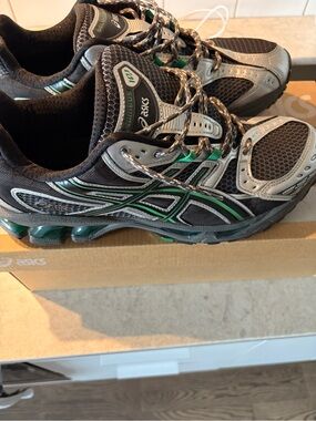 ASICS Black and Green Men's Athletic Running Shoes